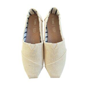 Toms White and Tan Flats Espadrille Style